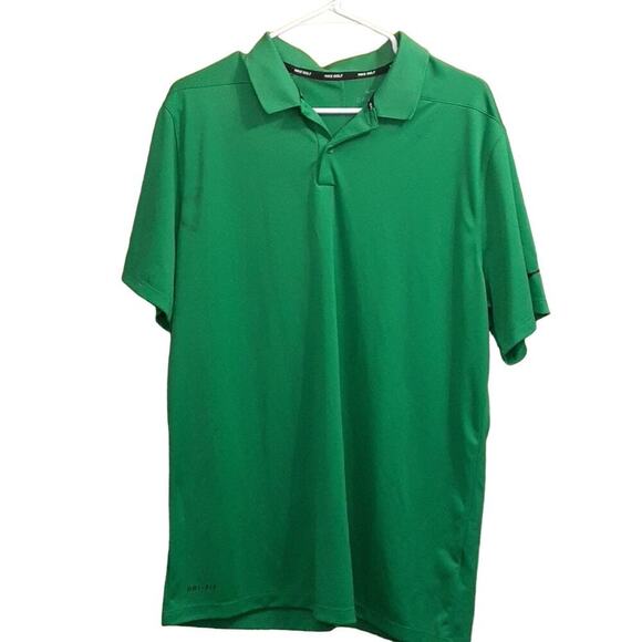Nike Other - - Nike Men's Green Button Short Sleeve Golf Polo Shirt Size Large With Logo